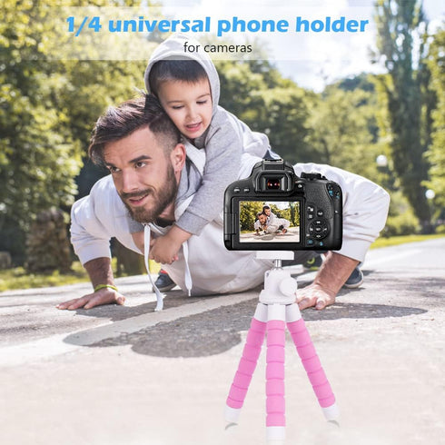 Ubeesize Portable Tripod Stand with Wireless Remote & Clip, Flexible Phone Holder for Video Recording (Pink)...