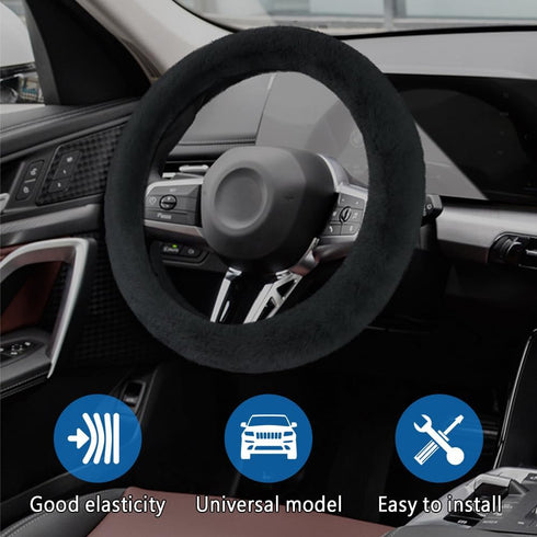 ASUBHA Car Steering Wheel Cover, Fluffy Steering Wheel Cover, Soft Warm Non-Slip Car Interior Accessories Fits 14.5-15 inches Outer Diameter Car S...