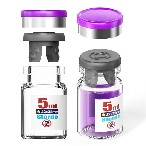 Ks-Tek Sterile Empty Vial with Separately Butyl Rubber Stopper and Flip Top Closure,Removable,After Filling,Need to Seal by CrimperType 1 Borosili...