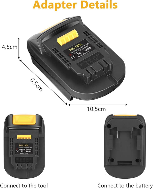 Adapter for Milwaukee to for Dewalt Power Tools, URUN MIL18DL Battery Adapter for Milwaukee M18 18V Battery Convert for Dewalt 20V Power Tools(No ...