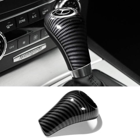 1 Piece Carbon Fiber Car Gear Shift Knob Cover Sticker Interior Trim for Mercedes Benz W204 W212 A G E C Class CLS Accessories (Black)...