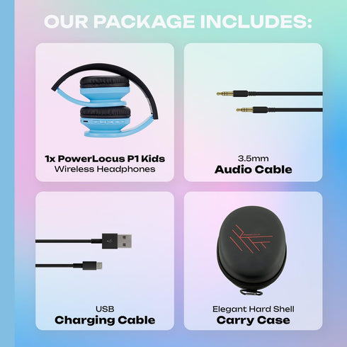 PowerLocus Bluetooth Headphones for Kids, Wireless Foldable Headphones Over Ear, Headphone with Microphone, 85DB Volume Limit, Wireless and Wired ...
