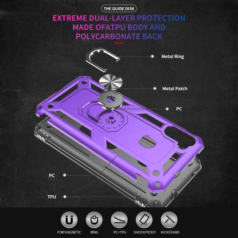 for Galaxy A11 Phone Case, Samsung A11 Phone Case with Screen Protector, Military Grade Protective Cases with Ring for Samsung Galaxy A11 (Purple)...
