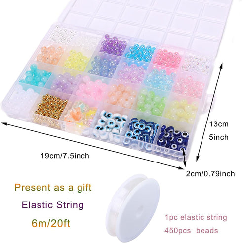 Enjoymade Transparent Color Glass Beads Bracelet Making Kit, Lovely Cute Bracelet Necklace Jewelry Making Kit, DIY Bulk Acrylic Gradient Bubble Be...