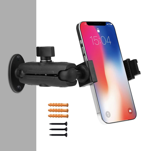 Peastrex Phone Wall Mount Holder Stand Ball Head Long Arm Drill Base 360 Degree for 3.5 to 7 in Cellphone, iPhone 14 13, Samsung Galaxy/Nexus/HTC/...