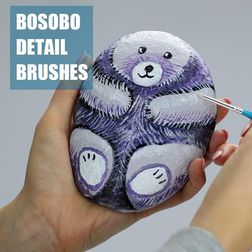 BOSOBO Miniature Paint Brushes Detail Set, 6 Pcs Fine Tipped Small Artist Paintbrushes for Acrylic Oil Watercolor Painting, Rock, Micro Model, Nai...