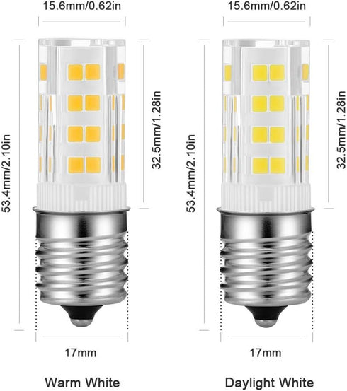 Whirlpool Microwave Lights Under Hood E17 Base - LED Bulb 125V Fits Maytag Kenmore GE Amana Over The Range Microwave - Pack of 2 (3W, Daylight Whi...