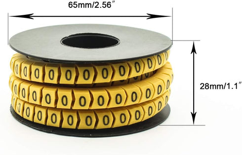 10 Rolls of 0-9 Number Tube,Yellow Flexible PVC Concave Cable Wire Markers Label Tag (6mm2)...