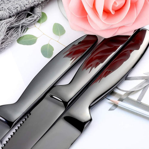 Steak Knife Set, 4-Piece Serrated Black Steak Cutlery Steak Knife, Stainless Steel Steak Cutlery Knife for Home, Restaurant, Hotel, 22cm...