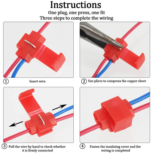 180Pcs Quick Splice Wire Connectors, Solderless Snap Wire Connector, Electrical Wire Splice Connector, Insulated Wire Crimp Connectors Terminal Jo...