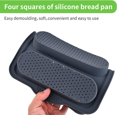 Silicone Bread Pan for Baking Bread Mold with Four Hole,Nonstick &Easy Clean&Heat Resistant Silicone Loaf Pan,for Home Handmade Bread (green)...
