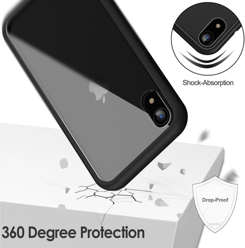 JETech Case for iPhone XR 6.1-Inch with Built-in Anti-Scratch Screen Protector, 360 Degree Full Body Rugged Phone Cover Clear-Back (Black)...