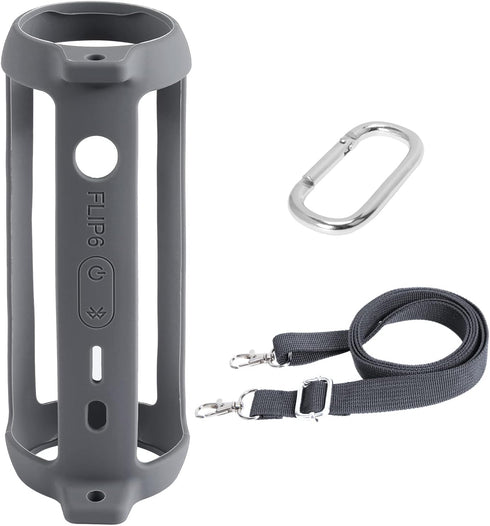 co2CREA Soft Silicone Case Replacement for JBL Flip 6 Portable Bluetooth Speaker (Grey Case)...