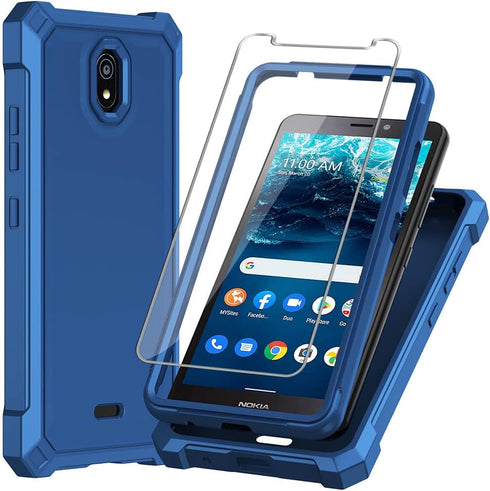 for Nokia C100 case, with Tempered Glass Screen Protector 360 Full-Body Soft TPU Bumper Shockproof Silicone Protective Phone Cover Case for Nokia ...