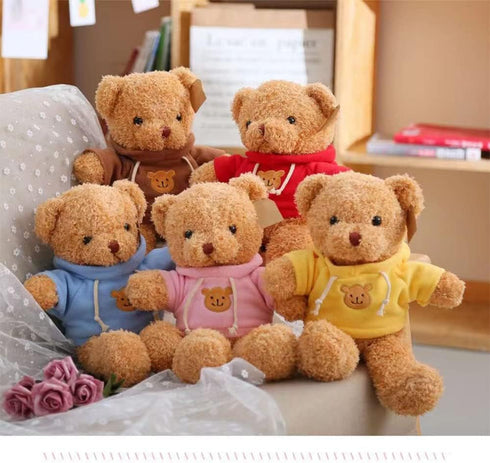 Cute Teddy Bear Plush Stuffed Animal, Teddy Bear with Coffee Hoodie, Gifts for Children(11.8" Brown)...