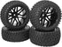 12mm Hex Wheel Rims Mesh Shape Rubber Tires with Sponge 88mm/3.46" Replacement for 1/10 RC Off-Road Car Truck Monster,Black...