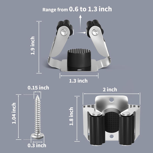 6 Pack Broom Holder Wall Mount Stainless Steel Mop Hanger Organization Heavy Duty Garage Storage System Garden Laundry Kitchen Tool Organizer Gene...