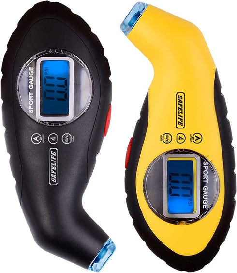 SAFELIFE Digital Tire Pressure Gauge 150 PSI 4 Settings with Backlit LCD and Non-Slip Grip (2package)...