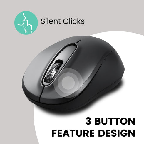 Perixx PERIMICE-722B Wireless Optical Mouse - 3.82x2.28 Inches Portable Design - Silent Clicks with Cable Straps - Black...