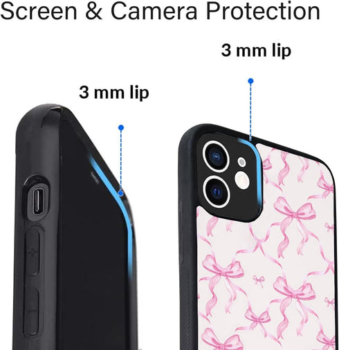 Aesthetic Pink Ribbons Bow Tie Pattern Case Compatible with iPhone 14 Pro Max Case,Pink Bows Phone Case,Custom Bow Protective Cases with Soft TPU ...