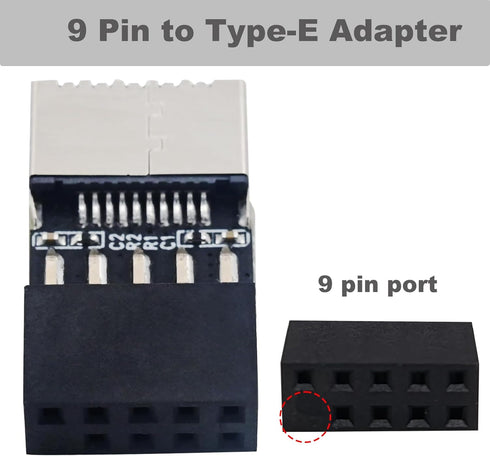 COMeap USB 2.0 to USB 3.2 Gen 1 Header Extension Adapter for Mainboard with Type E Key-A Female Front Panel Socket to 9 Pin Header Internal Conver...