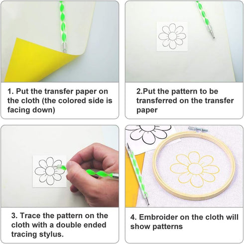 120pcs A4 Transfer Paper with 5pcs Embossing Stylus,Tracing Paper Copy Paper Carbon Water-Soluble Transfer Paper for Transfer Pattern on Fabric,Wo...