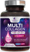 Collagen Peptides for Women & Men, Type I, II, III, V, X Hydrolyzed Collagen Pills, Grass Fed Non-GMO Multi Collagen Peptides Supplements, Hair, S...