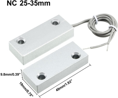 uxcell NC Alarm Security Rolling Gate Garage Door Contact Magnetic Reed Switch Silver Gray MC-52...