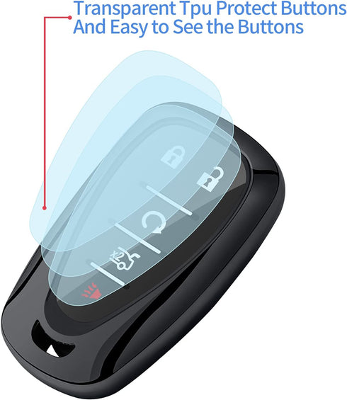 Sindeda for Chevrolet Key Fob Cover With Keychain Soft TPU Full Protection Key Shell Case Compatible with Chevrolet 2016-2024 Chevy Malibu Camaro ...
