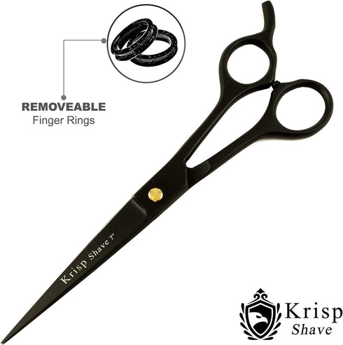 Professional Hair Cutting Scissors - Krisp Shave Japanese Stainless Steel Salon Barber Scissor (7 Inch) - Shears for Men's Beard Mustache Women Ki...