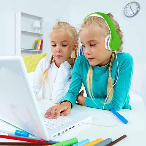 Kids Headphones, Two Audio Port for Sharing, Headphones for kids with mic & Volume Limiting, Baby Children Toddlers Boys Girls Laptop Tablet Class...