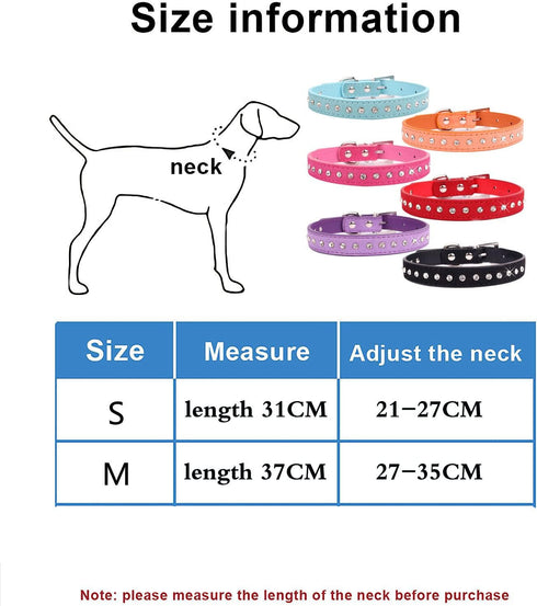 Rhinestone Dog Collar, Cute Dazzling Sparkling Elegant Fancy Suede Leather 1 Rows Bling Crystal Jeweled Small Pet Cat Dog Puppy Collar (S, Pink)...