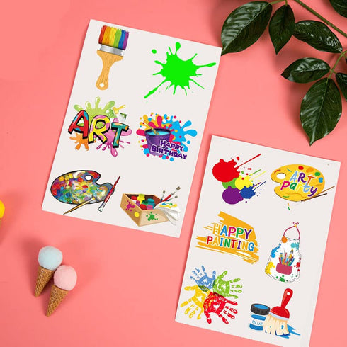 Art Temporary Tattoo Paint Birthday Party Favors Decorations Art Birthday Party Tattoos Stickers Favors Creative Party Supplies for Kids Girls Boy...