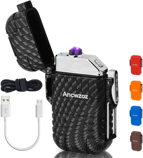 High-end Rechargeable Outdoor Lighter - Mini USB Rechargeable Lighter for Garden Activities (Carbon Fiber Black)...