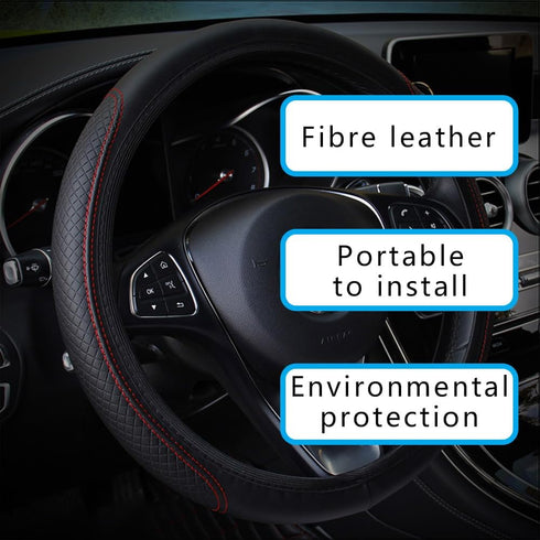 Car Steering Wheel Cover, Leather Car Steering Wheel Cover, Anti Slip Steering Wheel Cover, 15Inch Universal Stretchy Steering Wheel Protector Com...