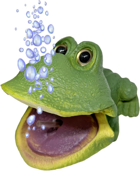 Cute Fish Tank Frog Air Bubble Maker, Aerating Action Frog Air Bubbler with Auto Open and Close Mouth, Aquarium Frog Decor Ornaments for Increase ...
