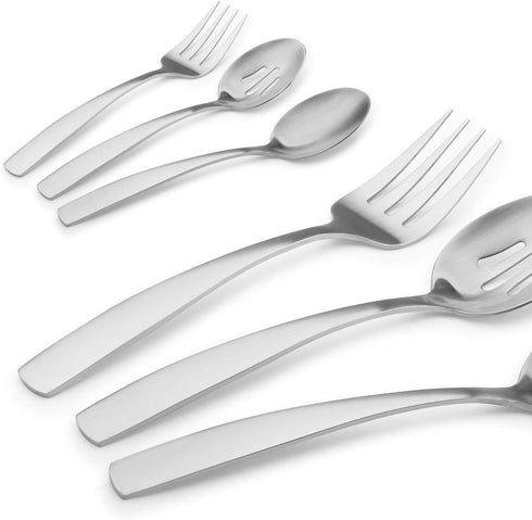Serving Utensils Set, Matte Silver 5-Piece Hostess Set, Stainless Steel Silverware Flatware Cutlery Serving Set, Satin Finish, Dishwasher Safe...