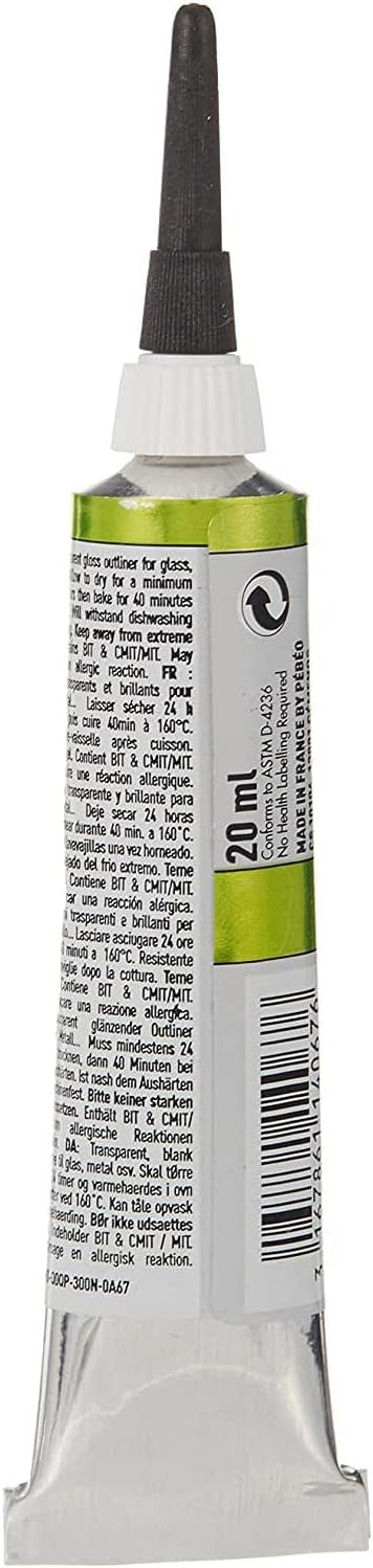 Pebeo Vitrea 160, Glass Paint Outliner, 20 ml Tube - Pearl, 0.68 Fl Oz (Pack of 1)...