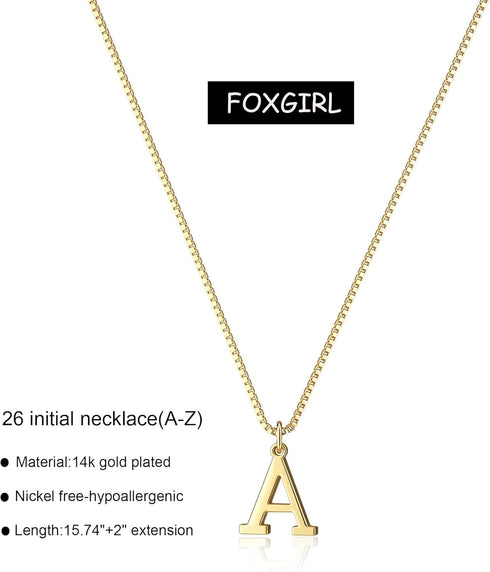 Foxgirl Gold Initial Necklaces for Women, Dainty Gold Letter Necklace Tiny A-Z Pendant Choker Necklace Trendy Cute Personalized Monogram Name Neck...