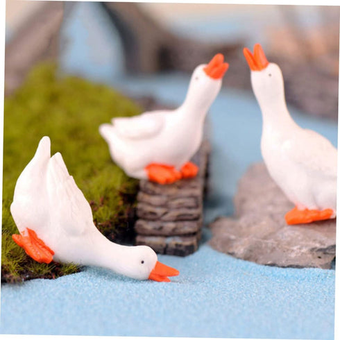 Amosfun 6pcs Resin Tiny Ornament Landscape Shaped Small Planter Mini DIY Moss Goose for Gardens Figure Decoration Micro Statue Sculpture Figurine ...