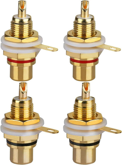 4Pcs Audio Terminal Jack Panel Mount RCA Lotus Head Welding Female Socket Connector (2Pcs Black + 2Pcs Red)...