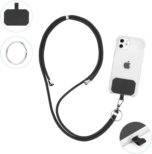 Universal Cell Phone Lanyard, Crossbody Lanyard Adjustable Detachable Nylon Neck Strap, Compatible with All Mobile Phone, with Keychain and 2 Patc...