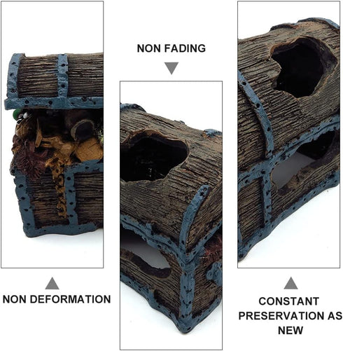 Aquarium Ornament, Simulation Treasure Chest Fish Tank Decoration Resin Hide Castle Ornament Underwater Landscape Decor...