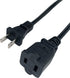 Short Extension Cord 2 Foot, 18 AWG Small 2 Prong Power Cord Cable, Black Male to Female Outlet Saver for Indoor Use, 2 Ft AC Power Extensions Cab...