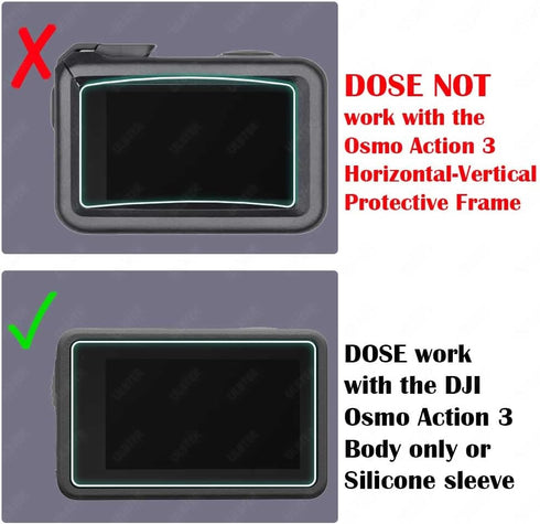 Screen Protector for DJI OSMO Action 3 Camera + Lens cap Cover, 0.3mm 9H Hardness Tempered Glass Protector, Anti-Scrach Anti-Fingerprint Anti-Bubb...