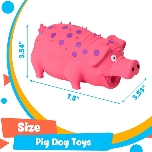 POPLAY Squeaky Latex Grunting Pig Dog Toys, 7.8" Pink Pig Dog Toy Anxiety Relief for Dog Puppy Chew Toys Rubber Squeeze Gift for Dogs...