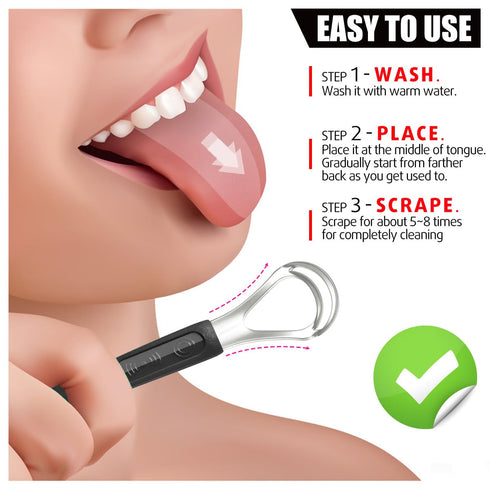 3 Pack Metal Tongue Scrapers for Kids Adults, Stainless Steel Tongue Cleaner Scrubber with Travel Case...
