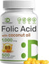 DEAL SUPPLEMENT Folic Acid 1000 mcg (1 mg), 500 Coconut Oil Softgels | Bioavailable Prenatal Vitamins (Vitamin B9) – 1,667 mcg DFE – Easy to swall...