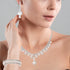 Urieo 3 PCS Pearl Bridal Jewelry Set Silver Rhinestone Necklace Drop Earrings Bangle Bracelet Elegant Costume Wedding Jewelry Accessories Prom Par...