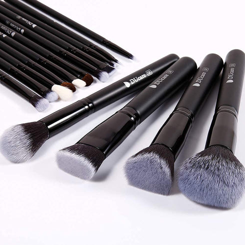DUcare Makeup Brushes 15Pcs Premium Synthetic Kabuki Makeup Brush Set, Professional Foundation Concealers Powder Blush Blending Face Eye Shadows B...